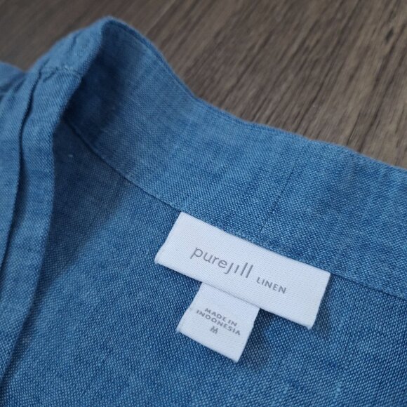 💙 Pure Jill 100% Linen Oversized Long Sleeve Blouse Size M/L Lagenlook Lightwei - Picture 4 of 7